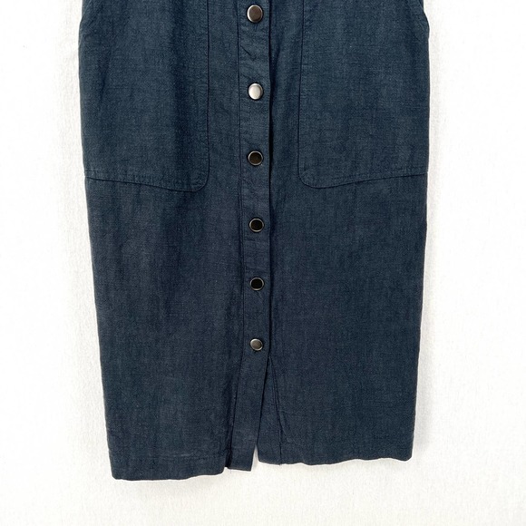 SKIES ARE BLUE Dress Womens Small Charcoal Gray Linen Blend Button Front NWT - Picture 6 of 14